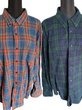 Bundle L.L.Bean Plaid Button Down Shirts XL XXL 2